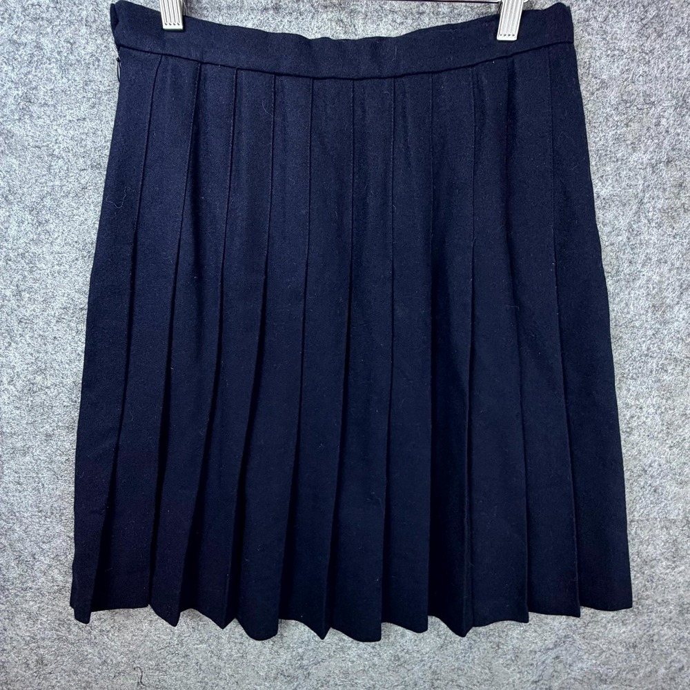 Vintage Jones New York Office Skirt Womens 12‎ Blue Wool Pleated Schoolgirl 90s